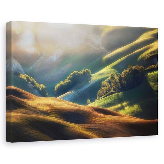 Tablou canvas - Primavara in Palouse, Peisaj, Verde, Camp, Copaci, Marime: 60 x 90 cm - - Roveli