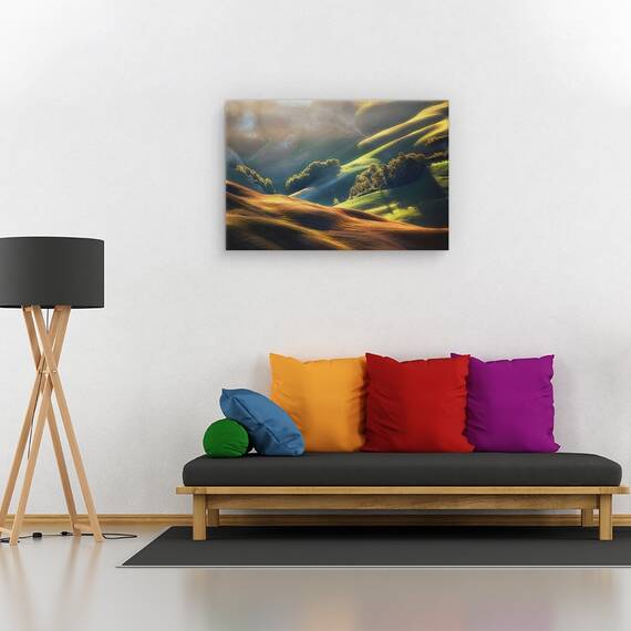 Tablou canvas - Primavara in Palouse, Peisaj, Verde, Camp, Copaci, Marime: 60 x 90 cm - 2- Roveli