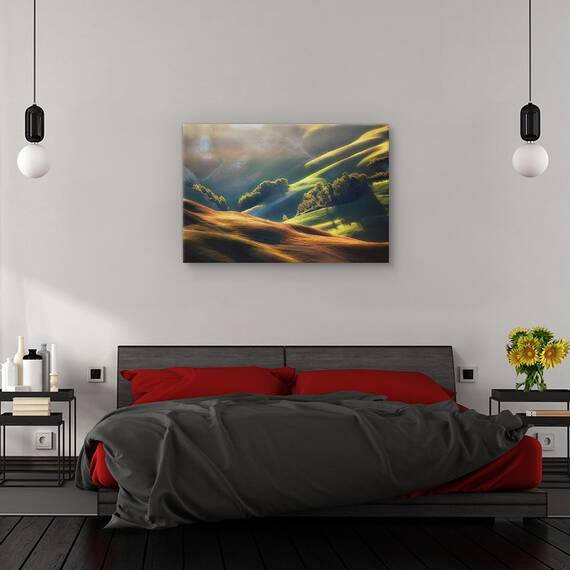 Tablou canvas - Primavara in Palouse, Peisaj, Verde, Camp, Copaci, Marime: 60 x 90 cm - 3- Roveli