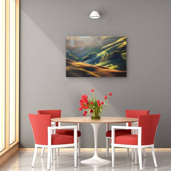 Tablou canvas - Primavara in Palouse, Peisaj, Verde, Camp, Copaci, Marime: 60 x 90 cm - 4- Roveli