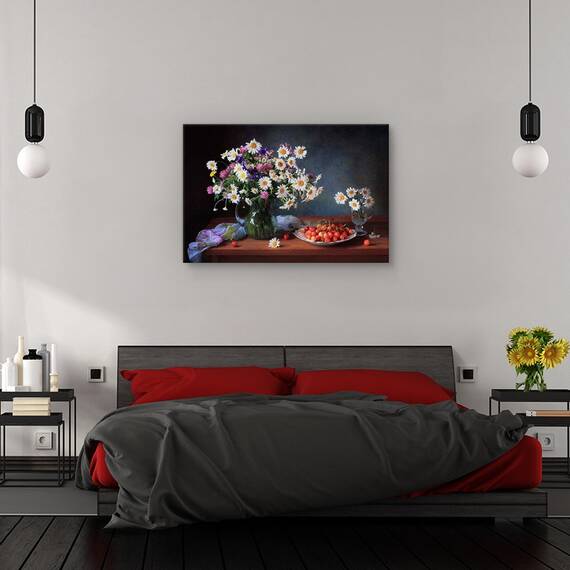 Tablou canvas - Relaxare de vara, Natura moarta, Cirese, Fructe, Buchet, Marime: 60 x 90 cm - 3- Roveli