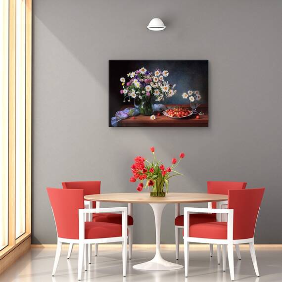 Tablou canvas - Relaxare de vara, Natura moarta, Cirese, Fructe, Buchet, Marime: 60 x 90 cm - 4- Roveli