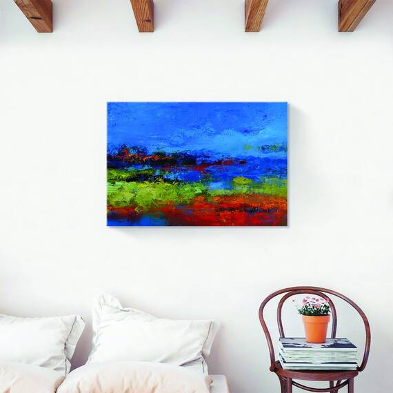 Tablou Canvas - Abstract, Albastru-Rosu, Marime: 60 x 90 cm - 2- Roveli