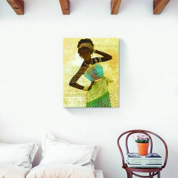 Tablou Canvas - Afro, Figurativ, Modern, Galben, Marime: 40 x 50 cm - 2- Roveli