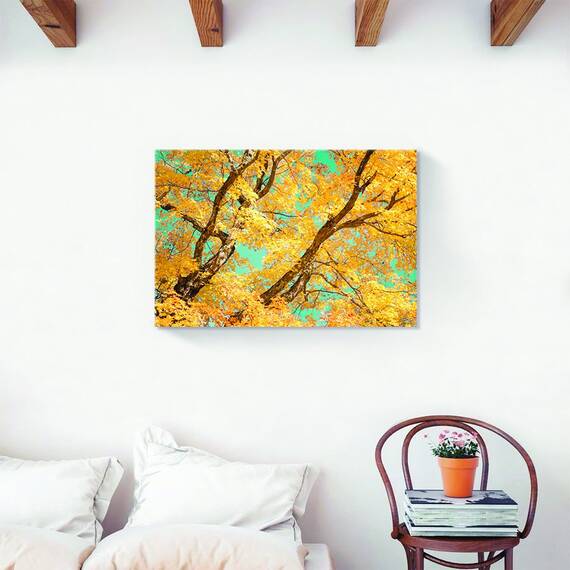 Tablou Canvas - Copac, Floral, Galben, Marime: 60 x 90 cm - 2- Roveli