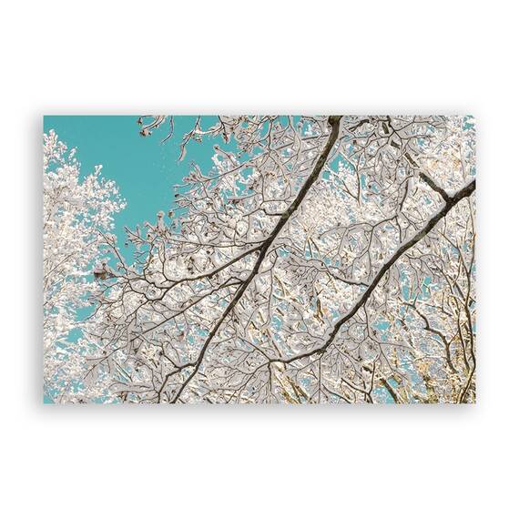 Tablou Canvas - Copac, Frunze, Floral, Alb, Marime: 60 x 90 cm - - Roveli