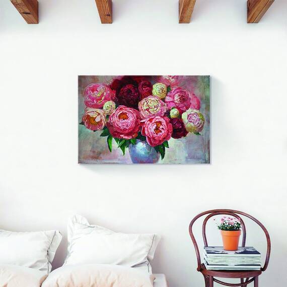 Tablou Canvas - Floral, Flori, Bujori, Pictura, Marime: 40 x 60 cm - 2- Roveli