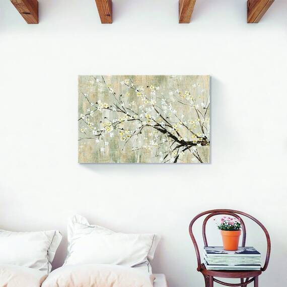 Tablou Canvas - Floral, Flori de ciresi, Alb, Pictura, Marime: 60 x 90 cm - 2- Roveli