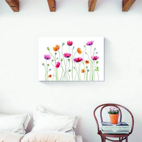 Tablou Canvas - Floral, Flori de maci, Pictura, Marime: 60 x 90 cm - 2- Roveli
