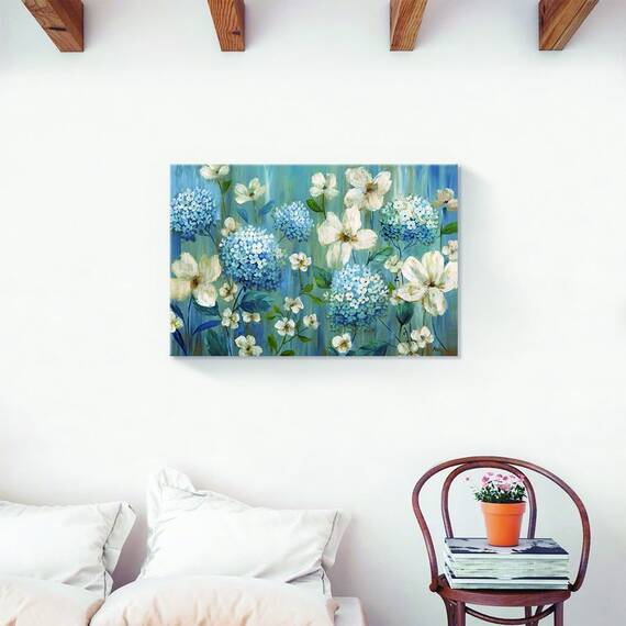 Tablou Canvas - Floral, Flori, Albastru, Pictura, Marime: 40 x 60 cm - 2- Roveli