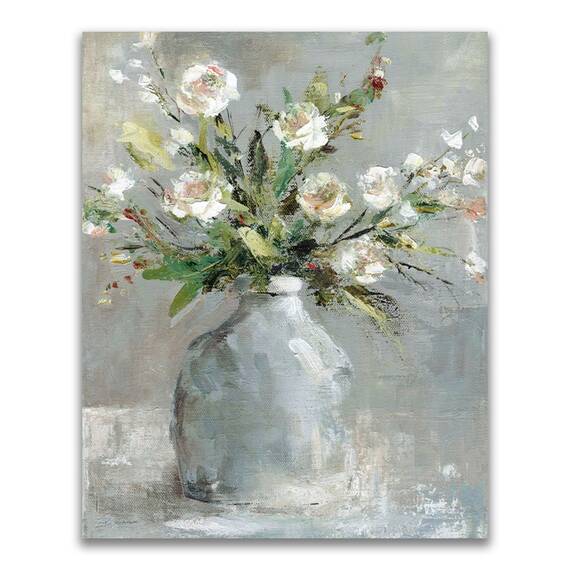 Tablou Canvas - Flori, Floare, Vaza, Primavara, Alb, Marime: 40 x 50 cm - - Roveli