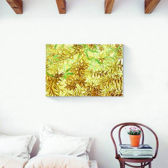 Tablou Canvas - Frunze, Galben, Marime: 60 x 90 cm - 2- Roveli