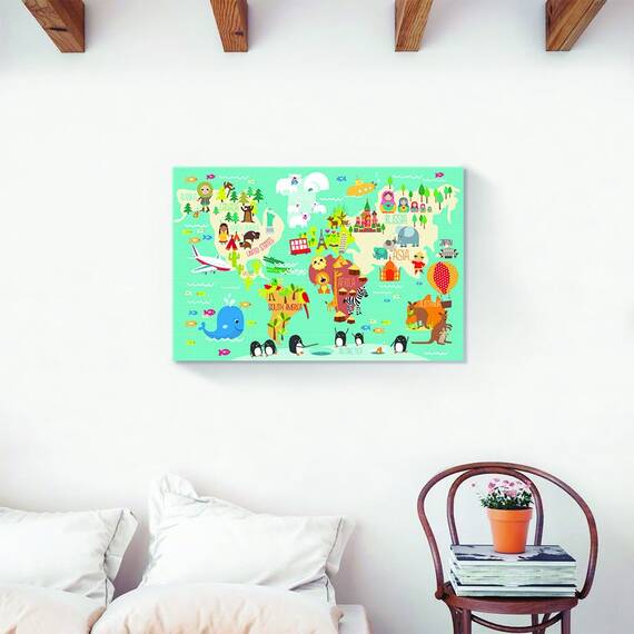 Tablou Canvas - Harta, Animale, Marime: 40 x 60 cm - 2- Roveli