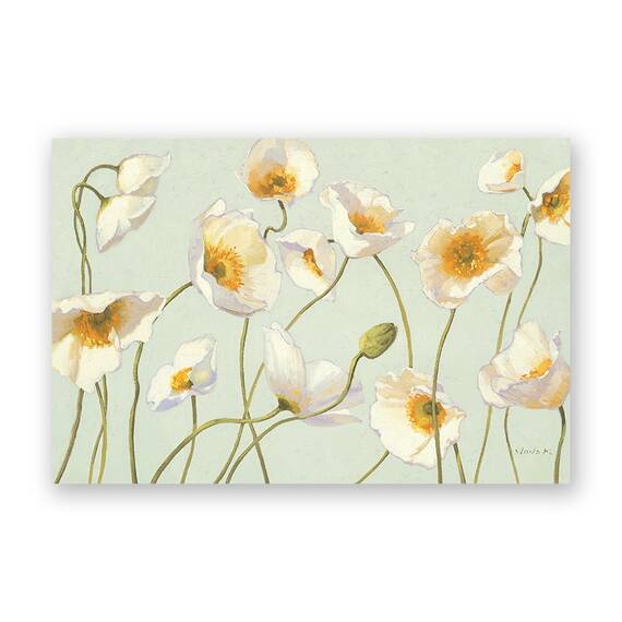 Tablou Canvas - Flori de maci, Inflorit, Alb, Marime: 60 x 90 cm - - Roveli
