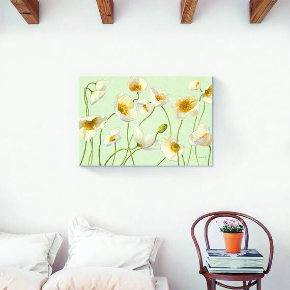 Tablou Canvas - Flori de maci, Inflorit, Alb, Marime: 60 x 90 cm - 2- Roveli
