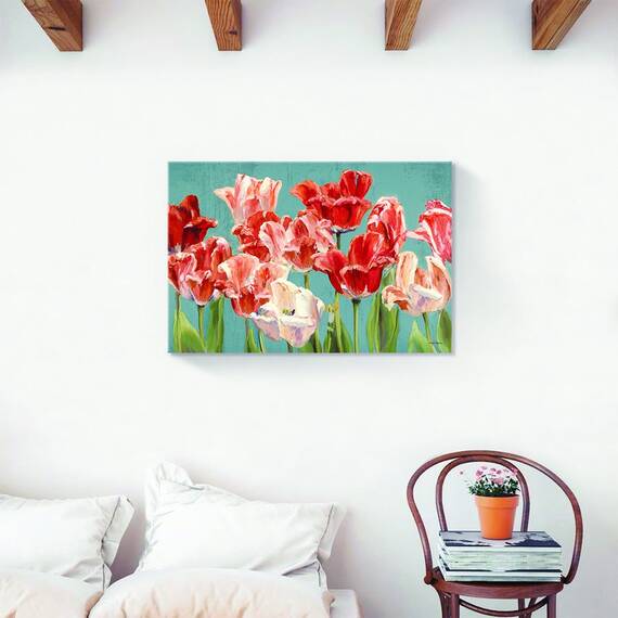 Tablou Canvas - Lalele, Inflorit, Rosu, Marime: 60 x 90 cm - 2- Roveli
