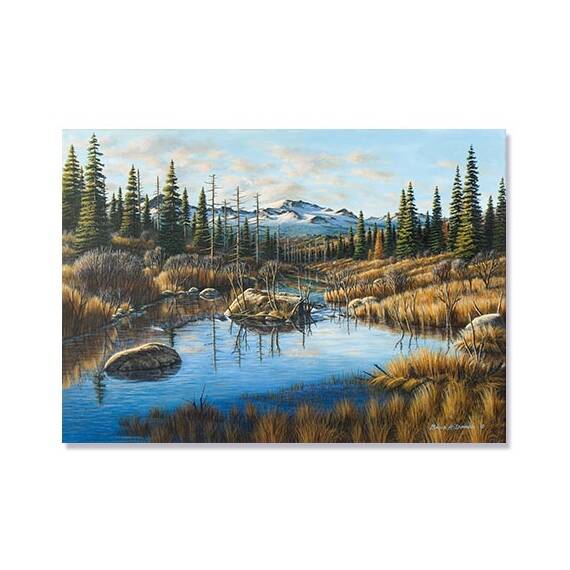 Tablou Canvas - Peisaj montan, Munti, Copaci, Brazi, Marime: 75 x 100 cm - - Roveli
