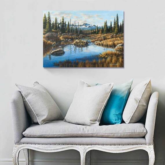Tablou Canvas - Peisaj montan, Munti, Copaci, Brazi, Marime: 75 x 100 cm - 2- Roveli