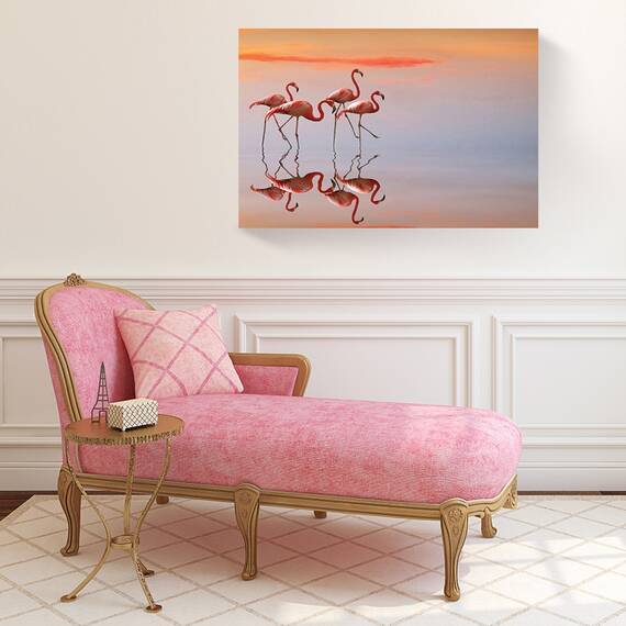 Tablou canvas - Flori, Pasare, Oglinda, Apa, Marime: 80 x 120 cm - 2- Roveli