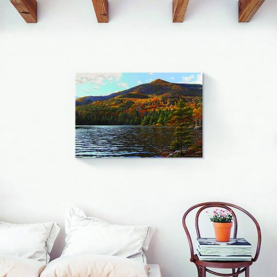 Tablou Canvas - Natura, Peisaj, Lac, Padure, Frunze, Munte, Toamna, Marime: 40 x 60 cm - 2- Roveli