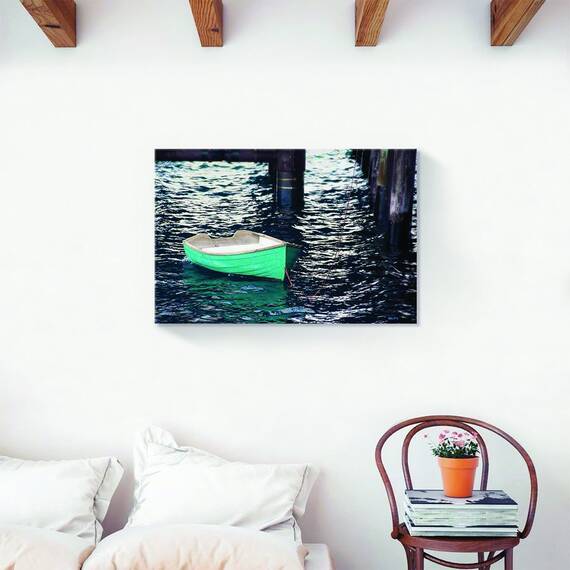 Tablou Canvas - Barca cu vasle II, Apa, Albastru, Lac, Marime: 40 x 60 cm - 2- Roveli