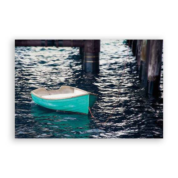 Tablou Canvas - Barca cu vasle II, Apa, Albastru, Lac, Marime: 60 x 90 cm - - Roveli