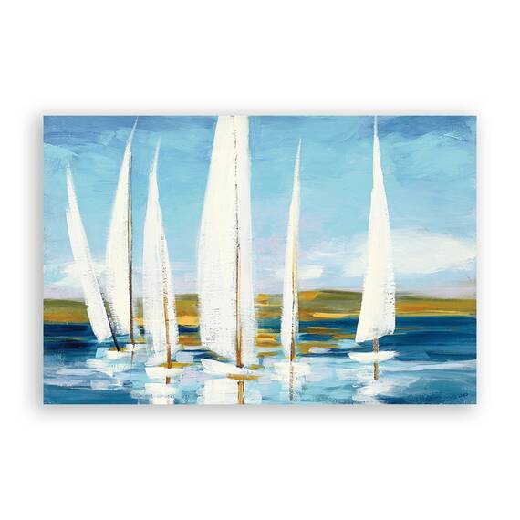 Tablou Canvas - Orizont, Barci, Lac, Natura, Marime: 60 x 90 cm - - Roveli