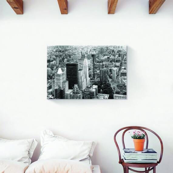 Tablou Canvas - Manhattan, America, Cladiri, Alb negru, Marime: 60 x 90 cm - 2- Roveli