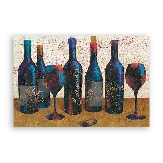 Tablou Canvas - Sticle de vin I, Pahare de vin, Marime: 60 x 90 cm - - Roveli