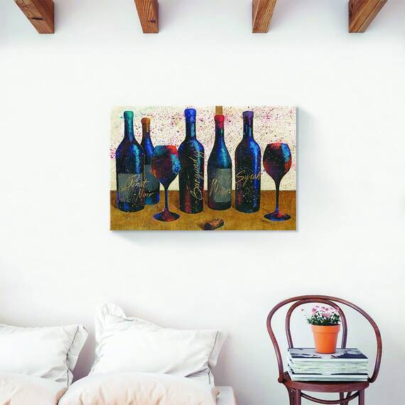 Tablou Canvas - Sticle de vin I, Pahare de vin, Marime: 60 x 90 cm - 2- Roveli