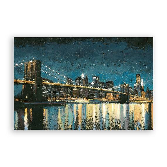 Tablou Canvas - Lumina de oras I, punte, pod, New York, Marime: 60 x 90 cm - - Roveli