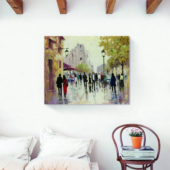 Tablou Canvas - Oras, Oameni, Cuplu, Iubire, Plimbare, Aglomeratie, Marime: 40 x 50 cm - 2- Roveli