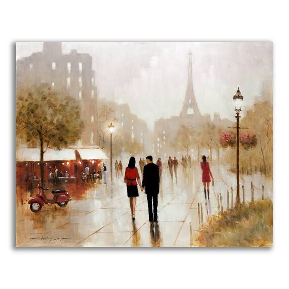 Tablou Canvas - Oras, Paris, Cuplu, Iubire, Plimbare, Marime: 40 x 50 cm - - Roveli
