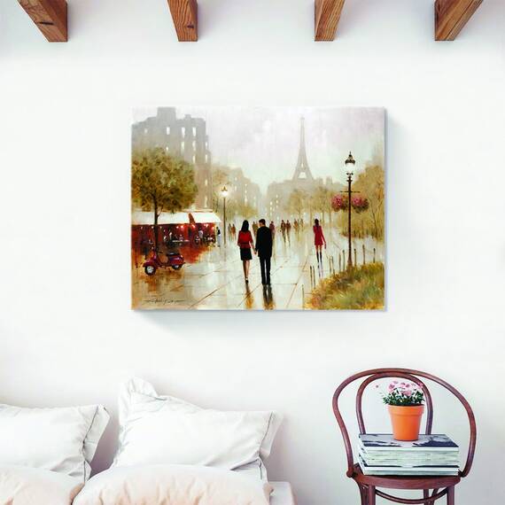 Tablou Canvas - Oras, Paris, Cuplu, Iubire, Plimbare, Marime: 40 x 50 cm - 2- Roveli
