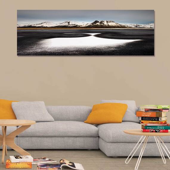 Tablou Canvas - Islanda Prima Zapada, Peisaj, Munte, Zapada, Rece, Iarna, Islanda, Marime: 40 x 80 cm - 2- Roveli