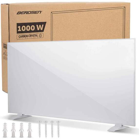 Panou radiant cu infrarosu Berdsen, 1000 W, incalzitor electric perete, tavan sau picioare, Carbon Crystal Far Infrared, caldura in 5 minute, fara uscarea aerului, silentios, buton ON/OFF, protectie supraincalzire, cablu 1,5 m, 120 x 60 x 1 cm, Alb - 6- Roveli