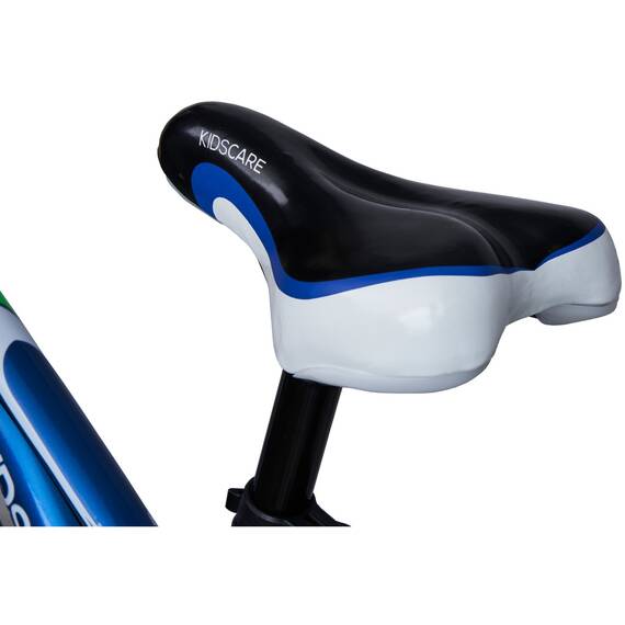 Bicicleta pentru copii 5-8 ani HappyCycles KidsCare, roti 16 inch, cu roti ajutatoare si frane pe disc, albastru - 5- Roveli