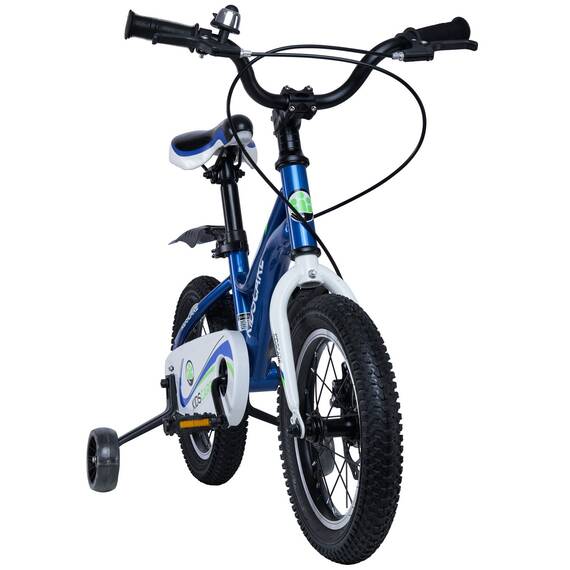 Bicicleta pentru copii 5-8 ani HappyCycles KidsCare, roti 16 inch, cu roti ajutatoare si frane pe disc, albastru - 3- Roveli
