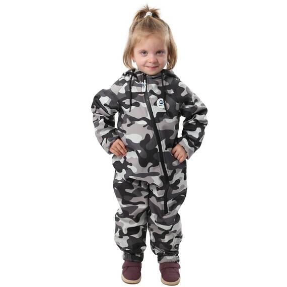 Salopeta impermeabila pentru copii Kidscare, cu protectie la vant si ploaie cu imprimeu Camuflaj - 2- Roveli