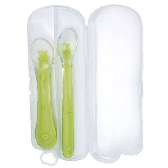 Set 2 lingurite flexibile din silicon pentru diversificare, fara BPA, de marimi diferite, verde, KidsCare - 2- Roveli