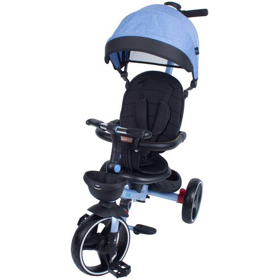 Tricicleta pliabila pentru copii Impera albastru, scaun rotativ, copertina de soare, maner pentru parinti Kidscare - 4- Roveli