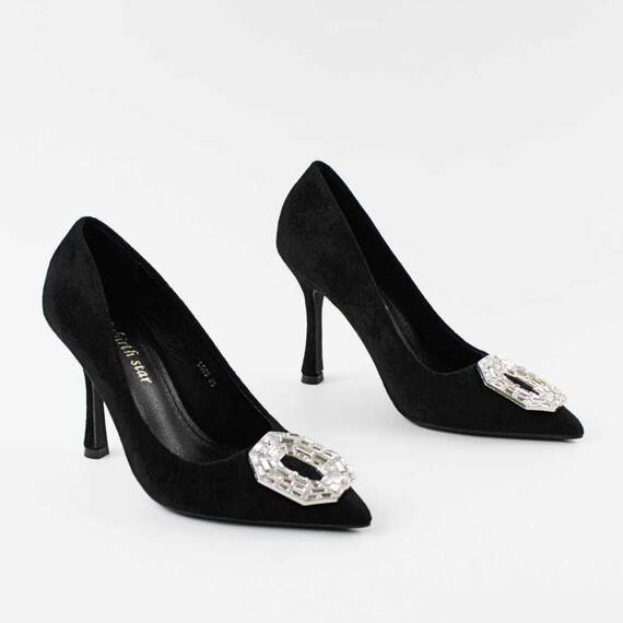 Pantofi dama , de ocazie , cu brosa decorata GQ03-BLACK, Culoare (12): Negru, Marime (12): 39 - 4- Roveli
