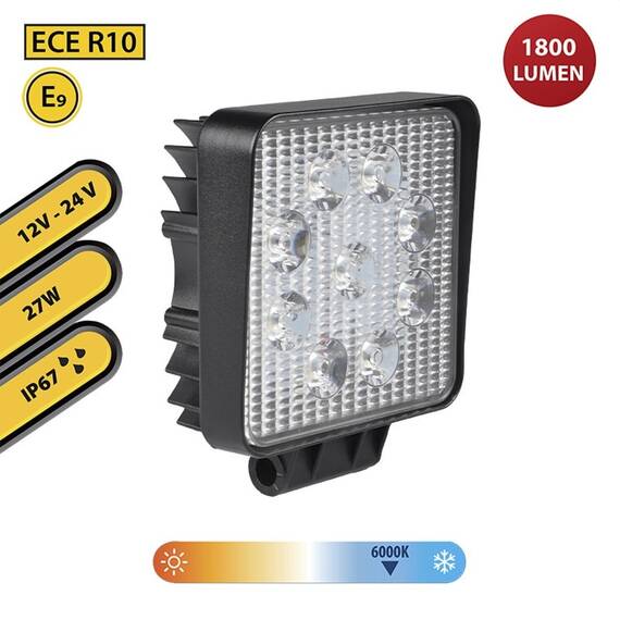 PROIECTOR AUTO LED 12/24V 27W 1800LM IP67 - 4- Roveli