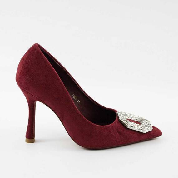 Pantofi dama , de ocazie , cu brosa decorata GQ03-MAROON, Culoare (12): MOV/BORDO, Marime (12): 39 - 3- Roveli
