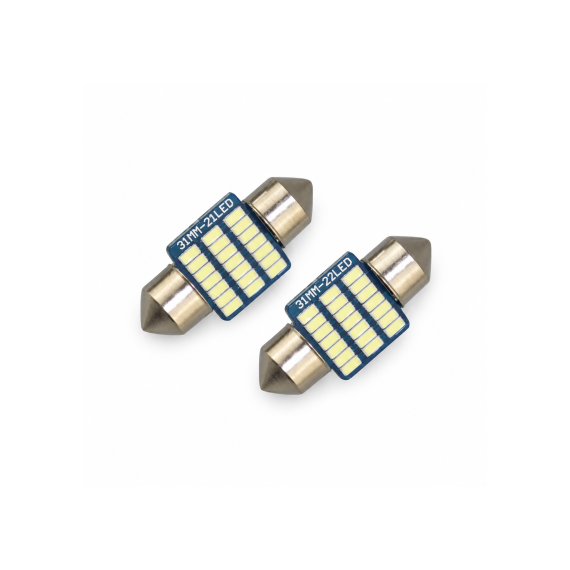 Becuri LED Sofit 31 mm Canbus 21 SMD 3014 210 lumeni 12V nonpolar lumina alba set 2 bucati Cod: JSUN23 - - Roveli