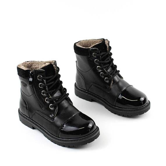 Ghete imblanite pentru fetite , cu varful lacuit 885-1.2A-BLACK, Culoare (12): Negru, Marime (12): 26 - 2- Roveli