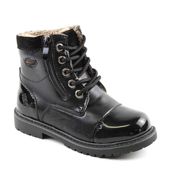 Ghete imblanite pentru fetite , cu varful lacuit 885-1.2A-BLACK, Culoare (12): Negru, Marime (12): 30 - - Roveli
