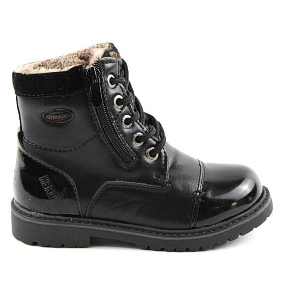 Ghete imblanite pentru fetite , cu varful lacuit 885-1.2A-BLACK, Culoare (12): Negru, Marime (12): 36 - 3- Roveli