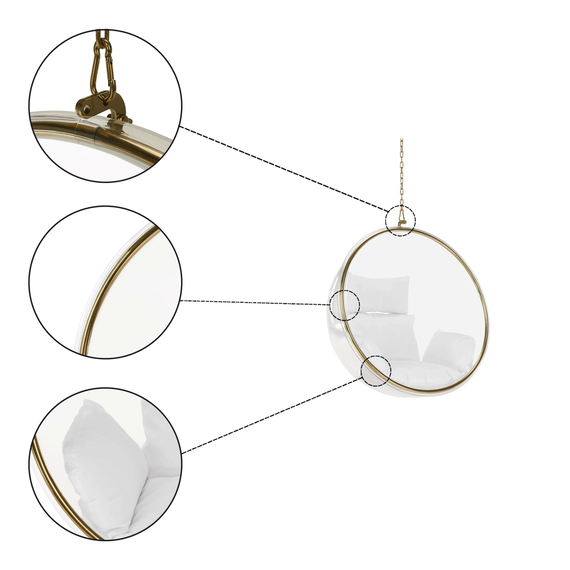 Scaun suspendat, transparent/ auriu/ alb, BUBBLE TIP 1 - 18- Roveli