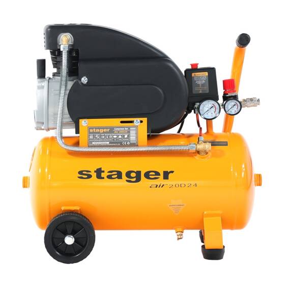 Stager Air 20D24 compresor aer, 24L, 8bar, 200L/min, monofazat, angrenare directa - - Roveli